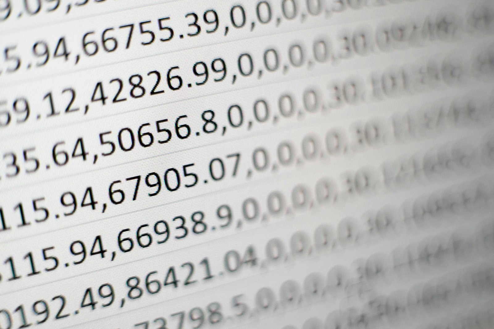 Spreadsheet numbers up close